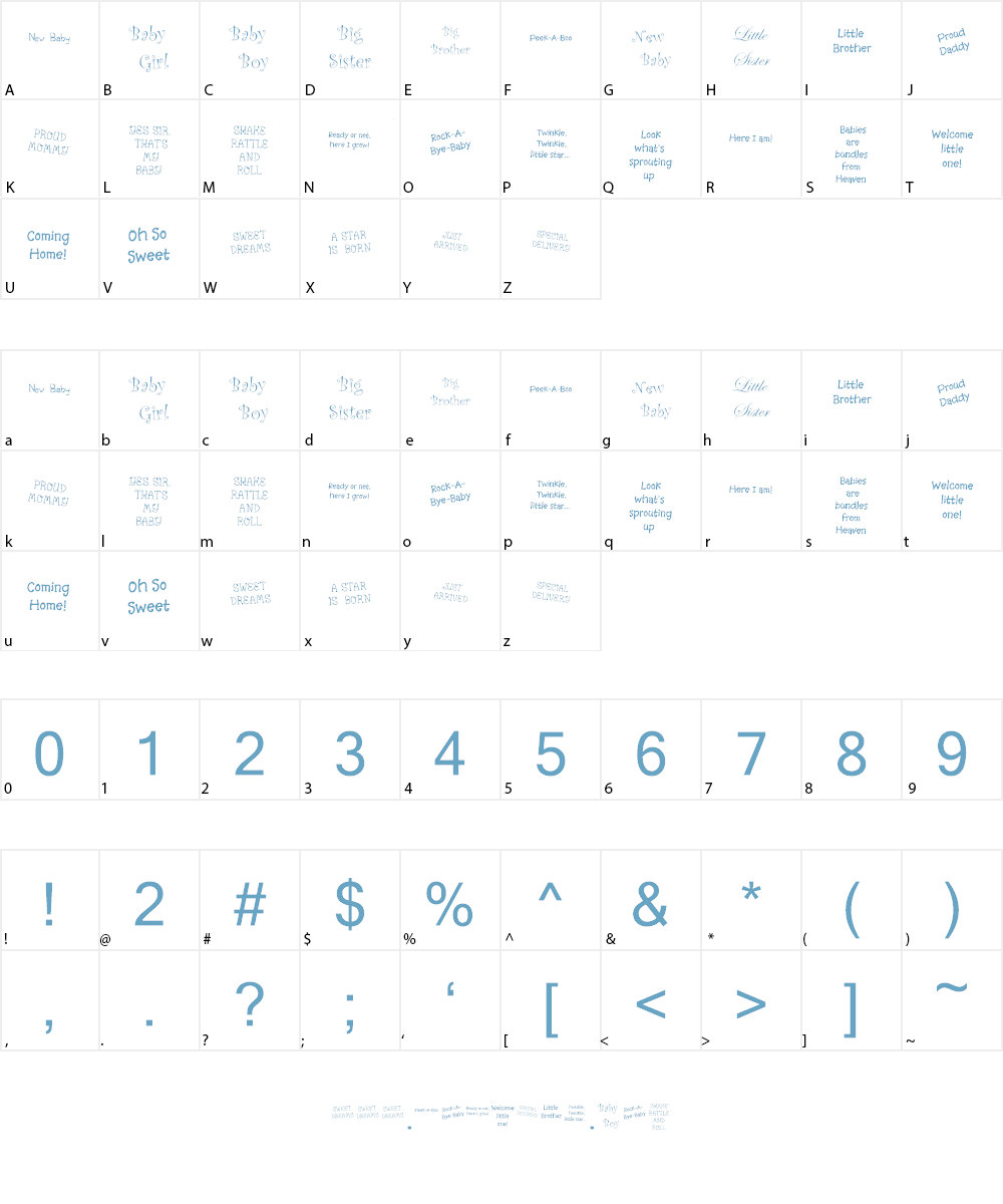 KR Scrappin Babies Font Character
